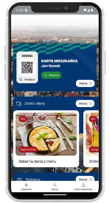 Widok aplikacji mobilnej Karta Mieszkańca